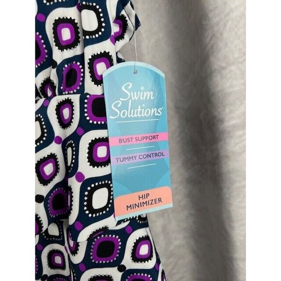 Swim Solutions Swimdress One piece Triple Tier Fauxkini Ruffled 5540573 Sz 10 - Picture 3 of 5